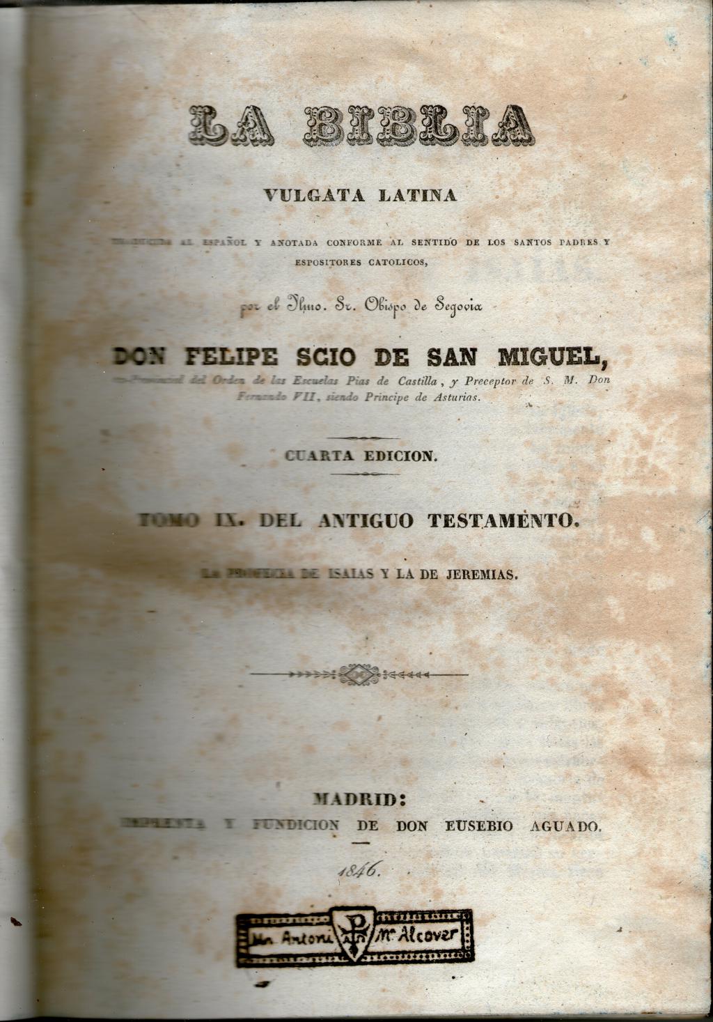 Coberta de La Biblia Vulgata Latina (Tom IX)